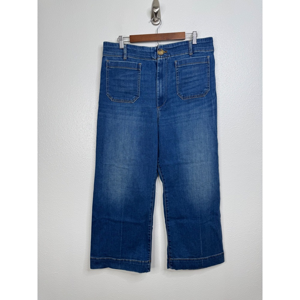 Maeve Anthropologie The Colette Wide Leg Crop Jeans Blue Denim Size 34 OB2171186